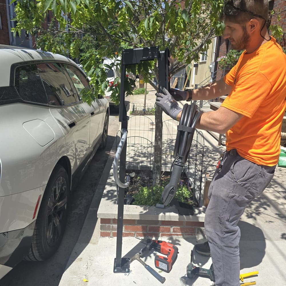 AM Electric install EV charging station at residential home
