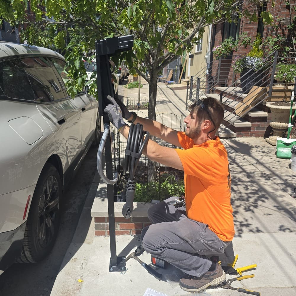 AM Electric install EV charging station at residential home