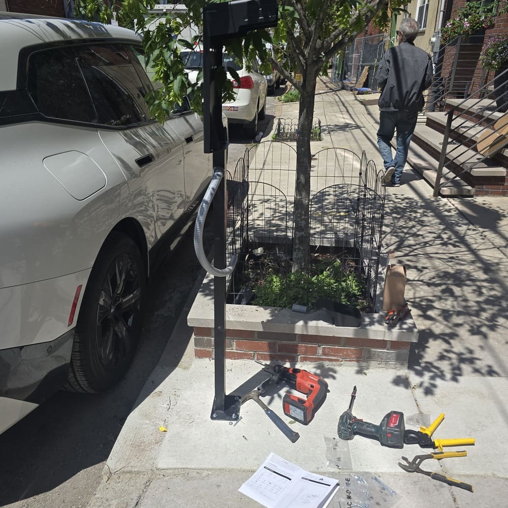 AM Electric install EV charging station at residential home