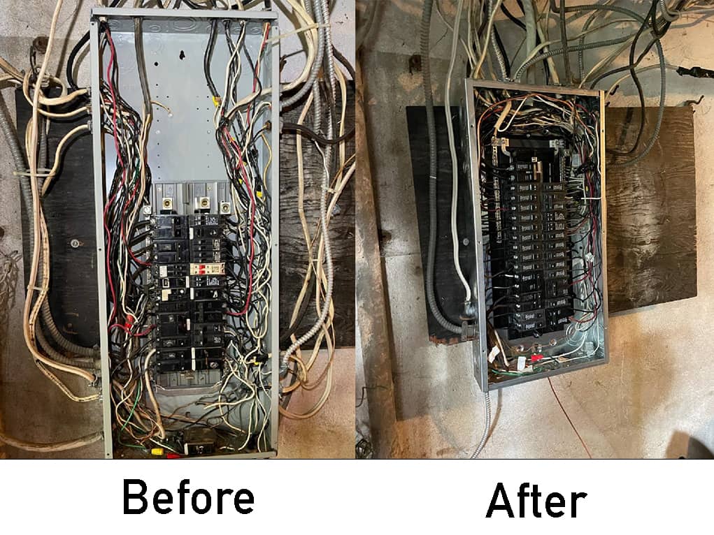 before and after electrical panel upgrade